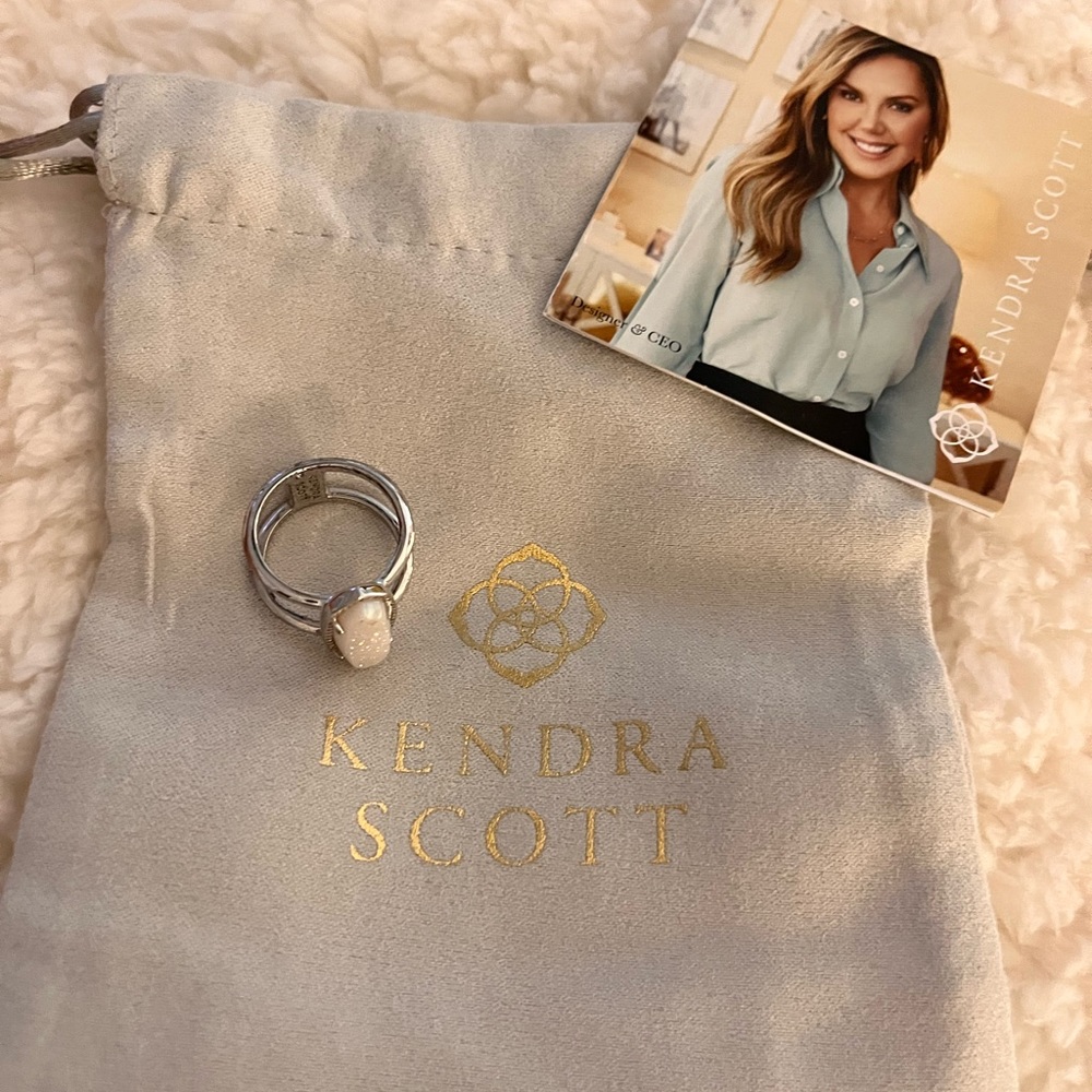 Kendra Scott silver ring sz 7 drusy stone
